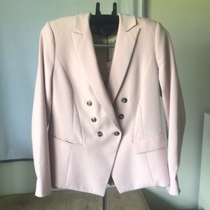 Pink jacket and pink/tan lace blouse set
